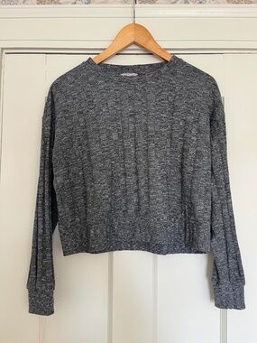 Splendid Ribbed Cropped Long-Sleeve Shirt Size XS